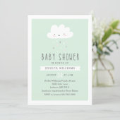 Funny Rainy Cloud Baby Shower Invitation in Mint (Standing Front)