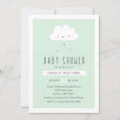Funny Rainy Cloud Baby Shower Invitation in Mint (Front)