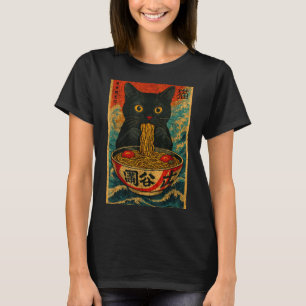 Funny Ramen Cat Japanese Vintage Retro Noodle Love T-Shirt