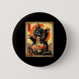 Funny Ramen Cat Noodle Lovers Anime Otaku  Button