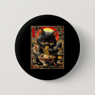 Funny Ramen Cat Noodle Lovers Anime Otaku Button