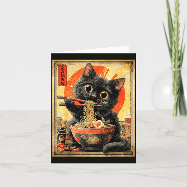 Funny Ramen Cat Noodle Lovers Anime Otaku  Card (Front)
