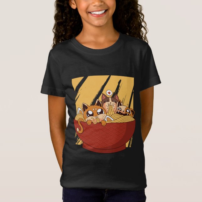 Funny Ramen Kittens T-Shirt (Front)
