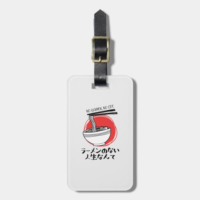 Funny Ramen Life Rustic Luggage Tag (Front Vertical)