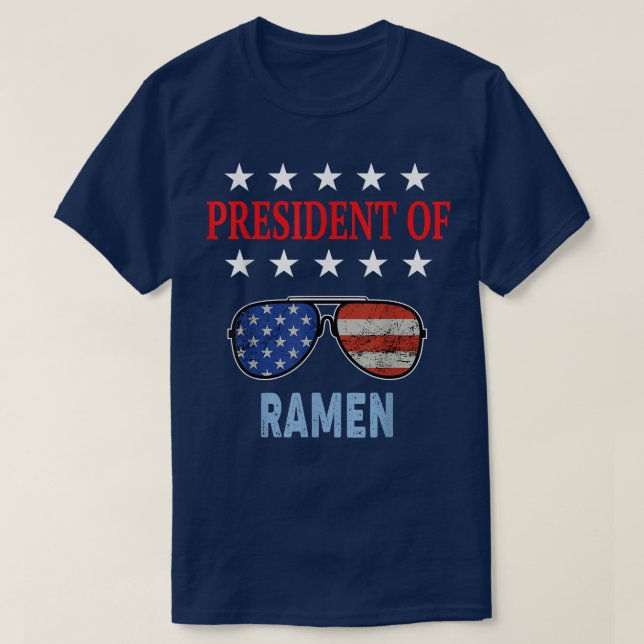 Funny Ramen Lover USA Flag  T-Shirt (Design Front)
