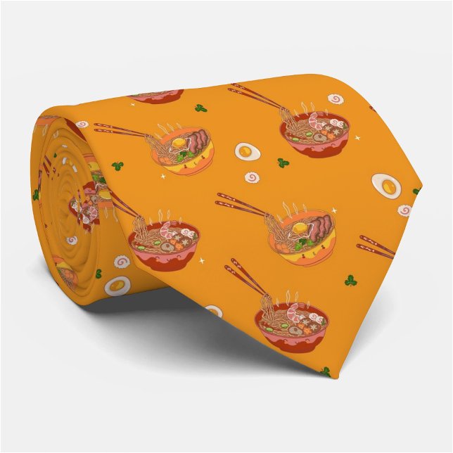 Funny Ramen Noodles All Over Print  Neck Tie (Creator Uploaded)