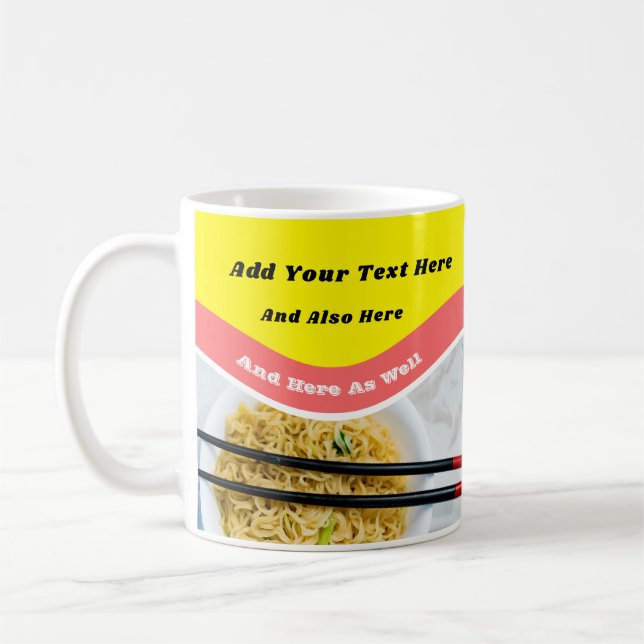Funny Ramen Noodles Packet Custom Message Coffee Mug (Left)
