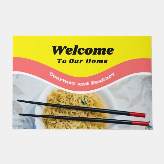 Funny Ramen Noodles Packet Custom Message Doormat (Front)