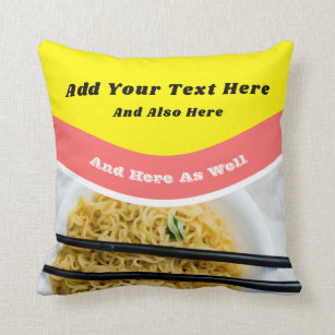 Funny Ramen Noodles Packet Custom Message Throw Pillow