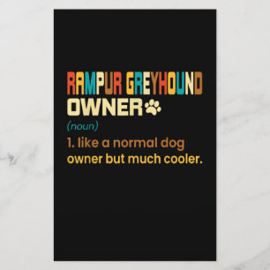 Funny Rampur Greyhound Vintage Retro Dog Mom Dad G Stationery