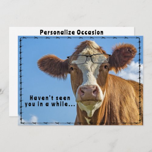 Funny Ranch Farm Country Western Cow Glasses Holiday Card
