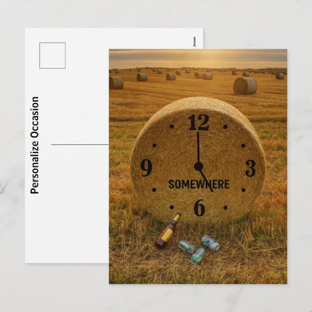 Funny Ranchers Bale Art Five O 'Clock Somewhere To Holiday Postcard (Front/Back)