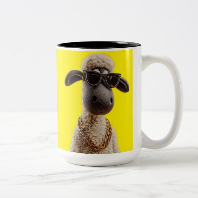Funny Rapper Sheep Mug – Cute Pet Lover Gift Cup (Right)
