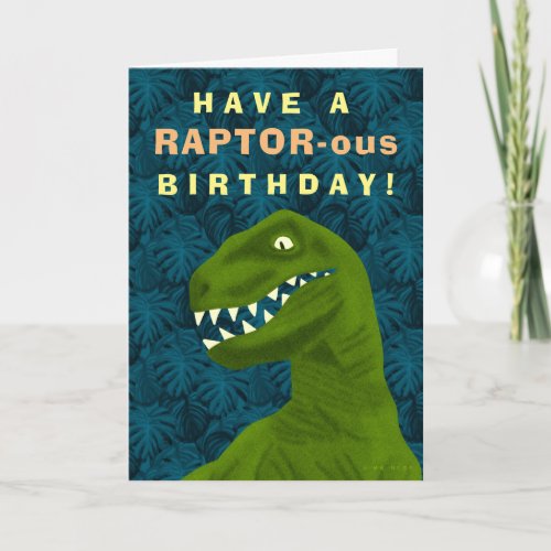 Funny Raptor Dinosaur Happy Birthday Pun Cool Holiday Card