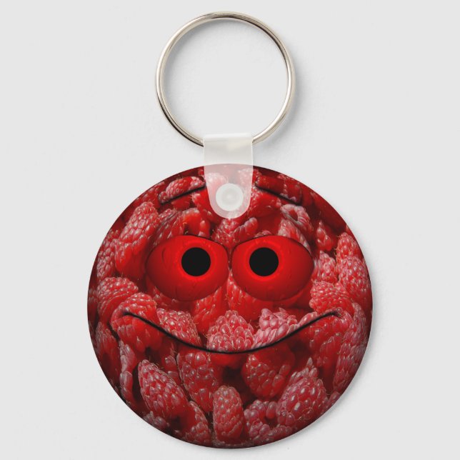 Funny Raspberry Emoticon Keychain (Front)