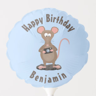 Funny rat and camera personalized birthday balloon