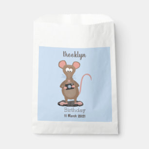 Funny rat and camera personalized birthday favor bag