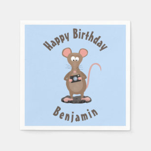 Funny rat and camera personalized birthday napkins