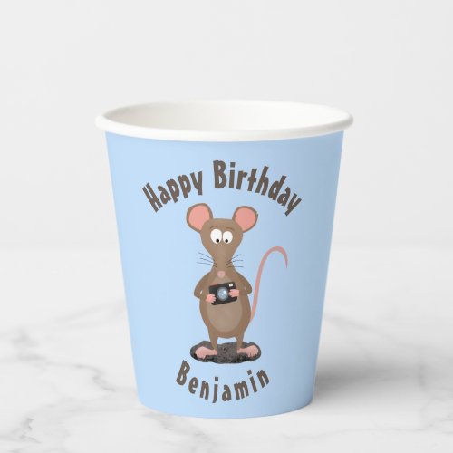 Funny rat and camera personalized birthday paper cups