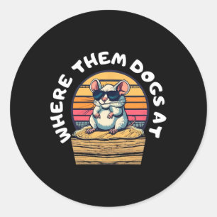 Funny Rat Hunting - Cute Rat In Sungles Looking Fo Classic Round Sticker