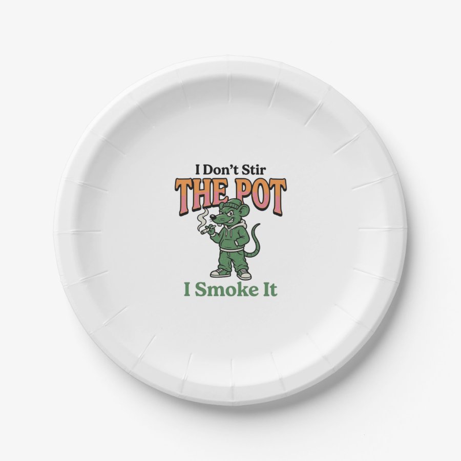 Funny Rat Pot Quote Vintage Engraving Design_1 Paper Plates