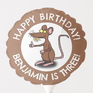 Funny rat thumbs up personalized cartoon birthday balloon