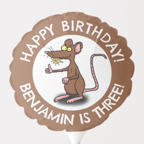 Funny rat thumbs up personalized cartoon birthday balloon