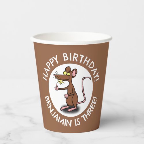 Funny rat thumbs up personalized cartoon birthday paper cups