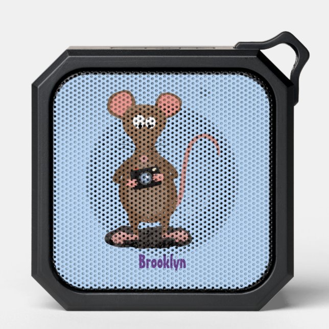 Funny rat with camera cartoon illustration bluetooth speaker (Front)