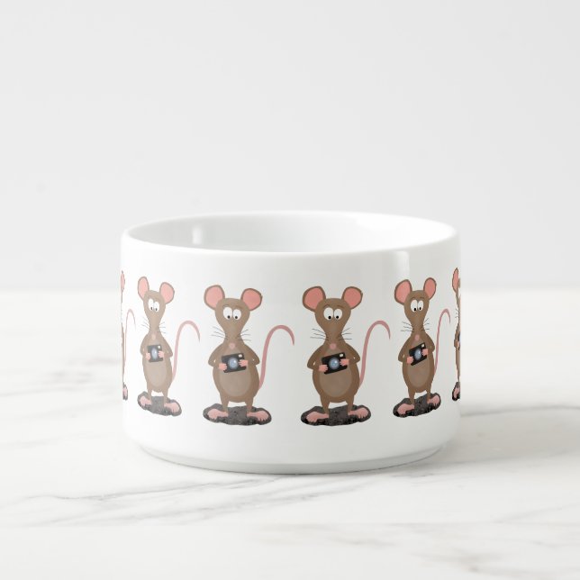 Funny rat with camera cartoon illustration bowl (Center)