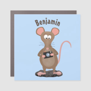 Funny rat with camera cartoon illustration car magnet