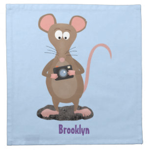 Funny rat with camera cartoon illustration cloth napkin