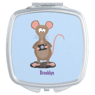 Funny rat with camera cartoon illustration compact mirror