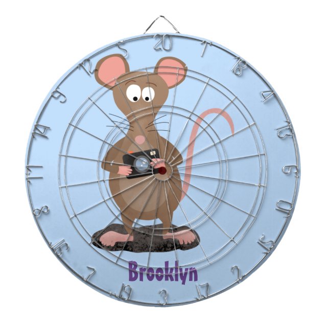 Funny rat with camera cartoon illustration dart board (Front)