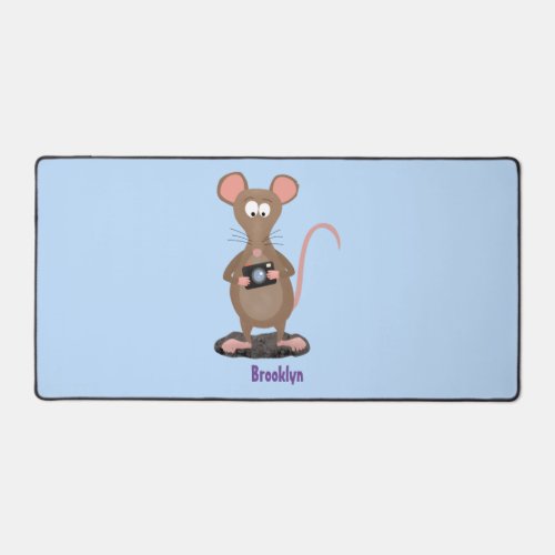 Funny rat with camera cartoon illustration desk mat