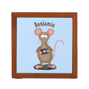 Funny rat with camera cartoon illustration desk organizer