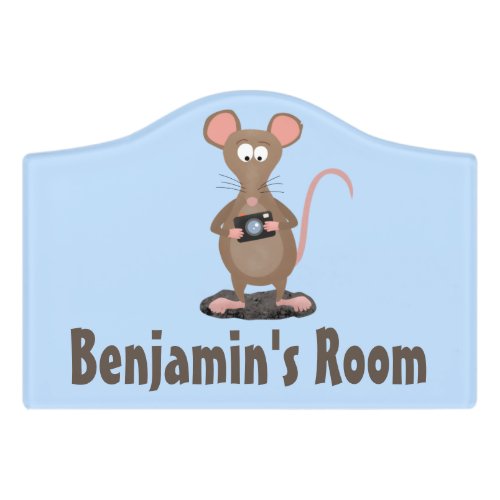 Funny rat with camera cartoon illustration door sign