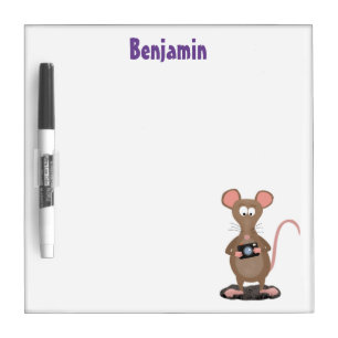Funny rat with camera cartoon illustration dry erase board