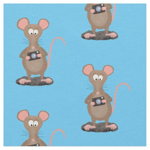 Funny rat with camera cartoon illustration fabric