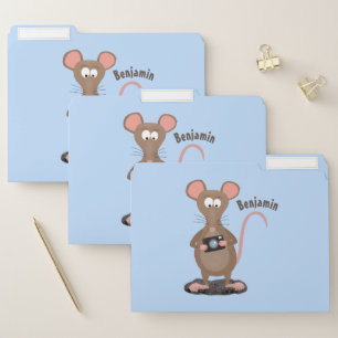 Funny rat with camera cartoon illustration file folder