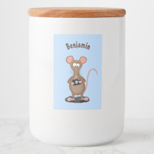 Funny rat with camera cartoon illustration food label