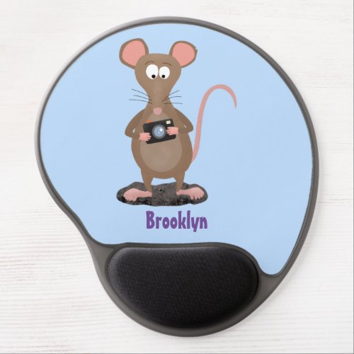 Funny rat with camera cartoon illustration gel mouse pad