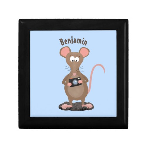 Funny rat with camera cartoon illustration gift box