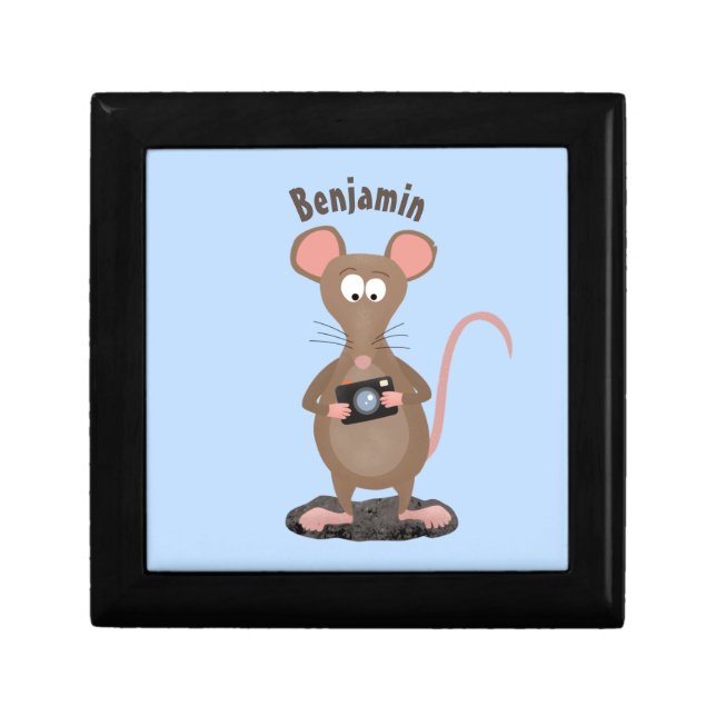 Funny rat with camera cartoon illustration gift box (Front)