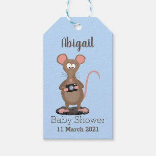 Funny rat with camera cartoon illustration gift tags
