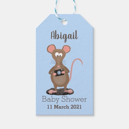 Funny rat with camera cartoon illustration  gift tags