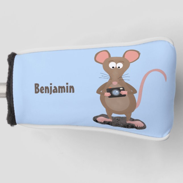 Funny rat with camera cartoon illustration golf head cover (Front)