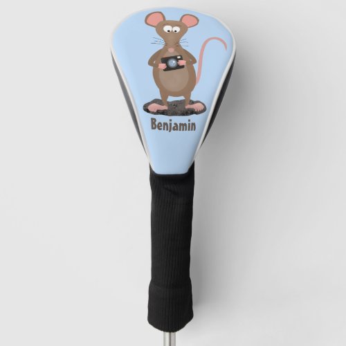 Funny rat with camera cartoon illustration golf head cover