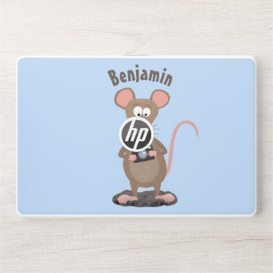 Funny rat with camera cartoon illustration HP laptop skin
