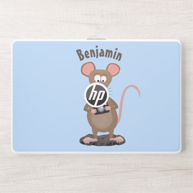 Funny rat with camera cartoon illustration HP laptop skin (Front)